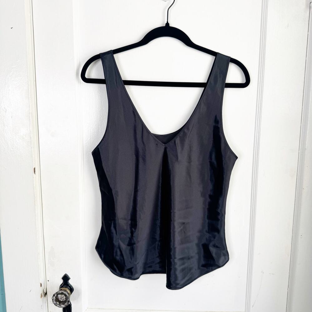 Farr West Vintage Satin Sleek Reversible Camisole Tank Top Black Style 123 Large